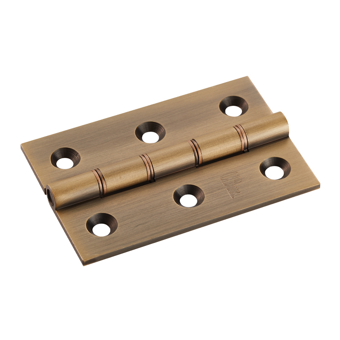 Double Phosphor Bronze Washered Butt Hinge 3 Inch (76mm x 50mm x 2.5mm) - Antique Brass (Sold in Pairs)